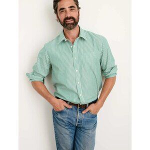 Brooks Brothers Mens Green Non-Iron Dress Shirt 15.5 34/35 Button-Down Long Slee